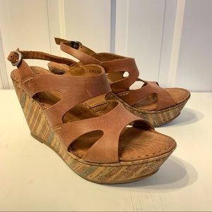 Cork Wedge Sandals / Espadrilles + Leather Straps